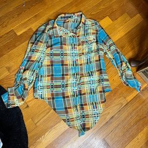 Timing Sheer Plaid Shirt Size Medium